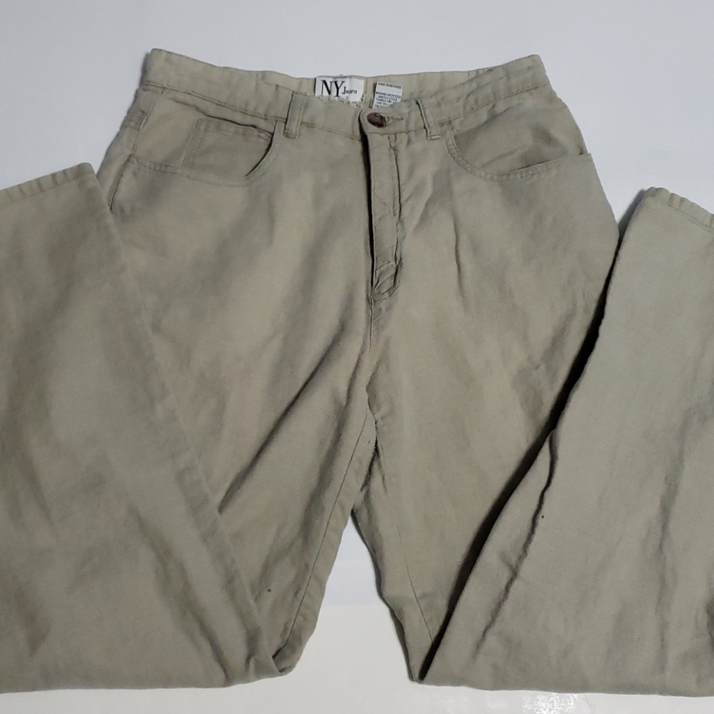 Womans Beige NY Jeans Linen Cotton Pants